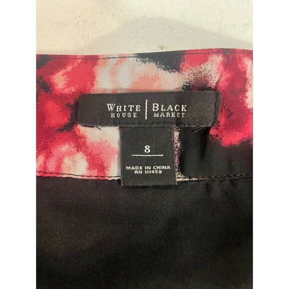 White House Black Market Pink Black Tiered Floral Skirt 8 - Picture 7 of 7